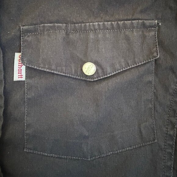 CARHARTT Black Sleeveless Pearl Snap Button Vest Shirt Medium - Picture 8 of 11